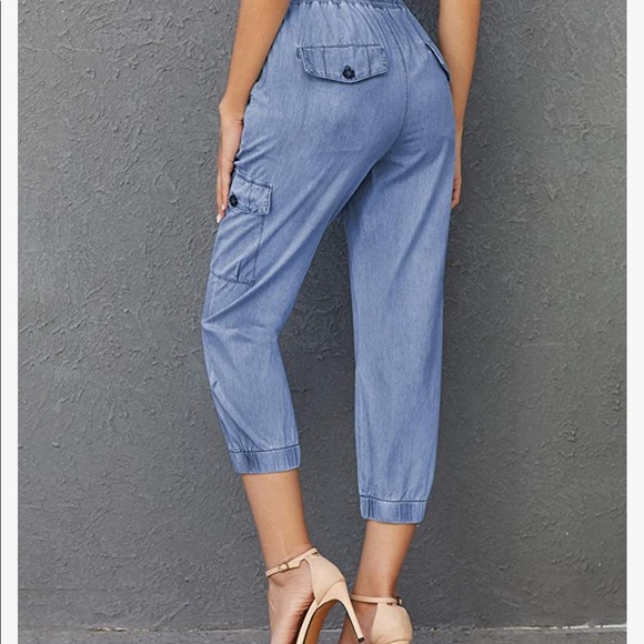 Drawstring Elastic Waist Distressed Joggers. - Picture 3 of 4